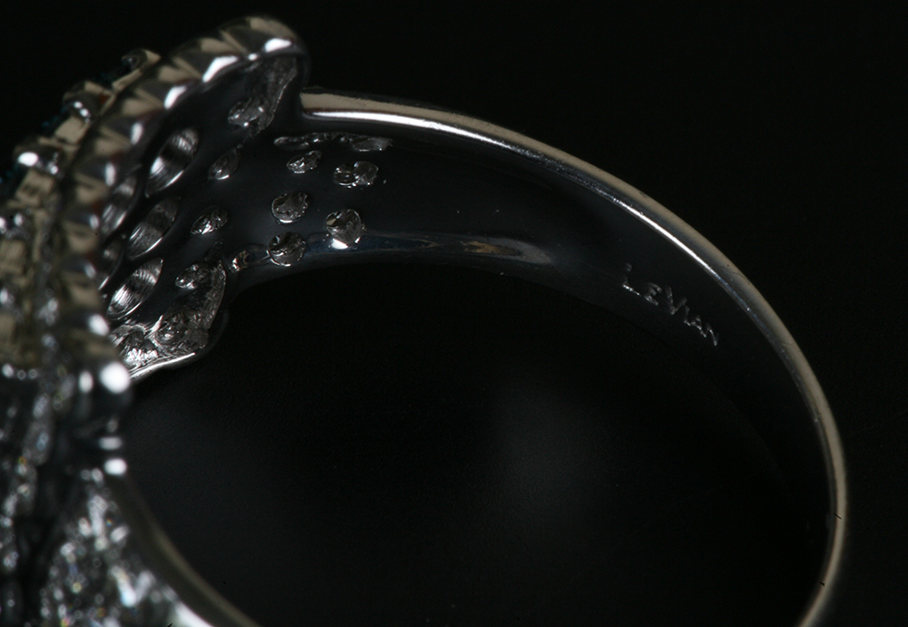 14K White Gold, Blue and White Diamond Le Vian Ring