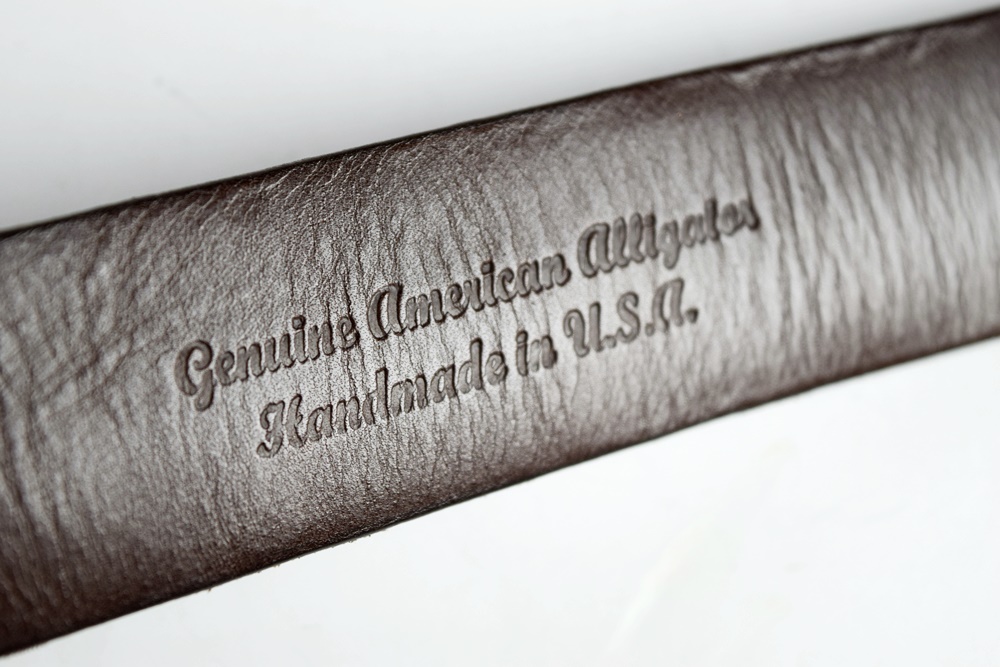 Mens Handmade Hornback American Alligator Belt with Sterling Chacon Buckle, Size 40