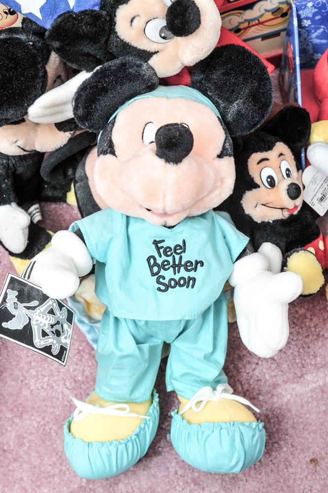 Vintage Mickey Mouse Toy Box with Plush Toys