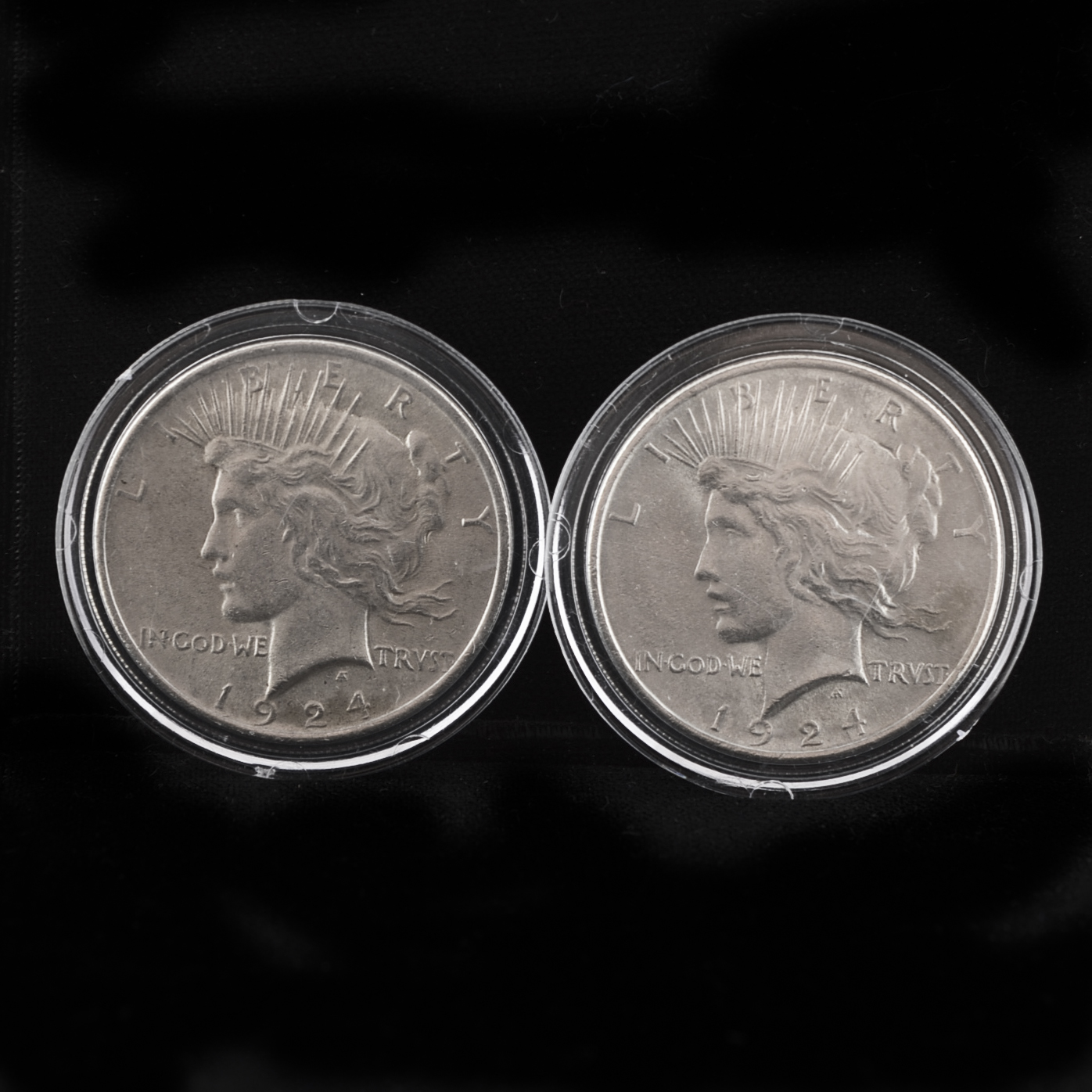 Group of Two Silver 1924 Peace Dollars