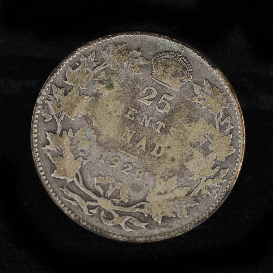 Group of Five Early Canadian Silver Quarters