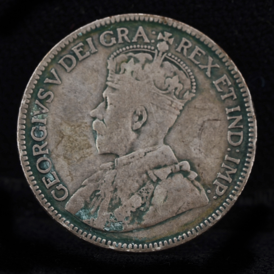 Group of Five Early Canadian Silver Quarters