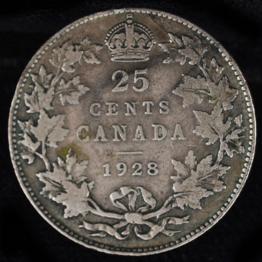 Group of Five Early Canadian Silver Quarters