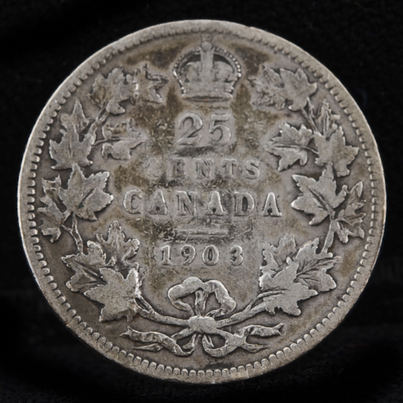 Group of Five Early Canadian Silver Quarters
