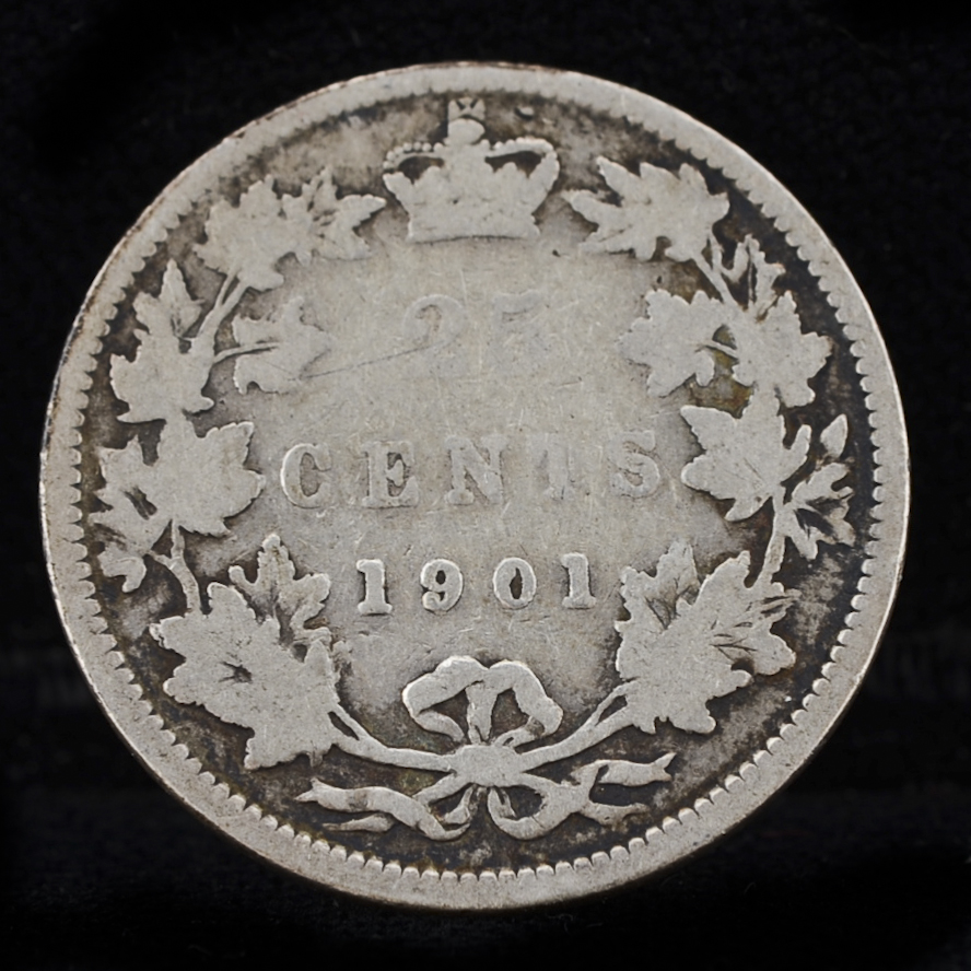 Group of Five Early Canadian Silver Quarters