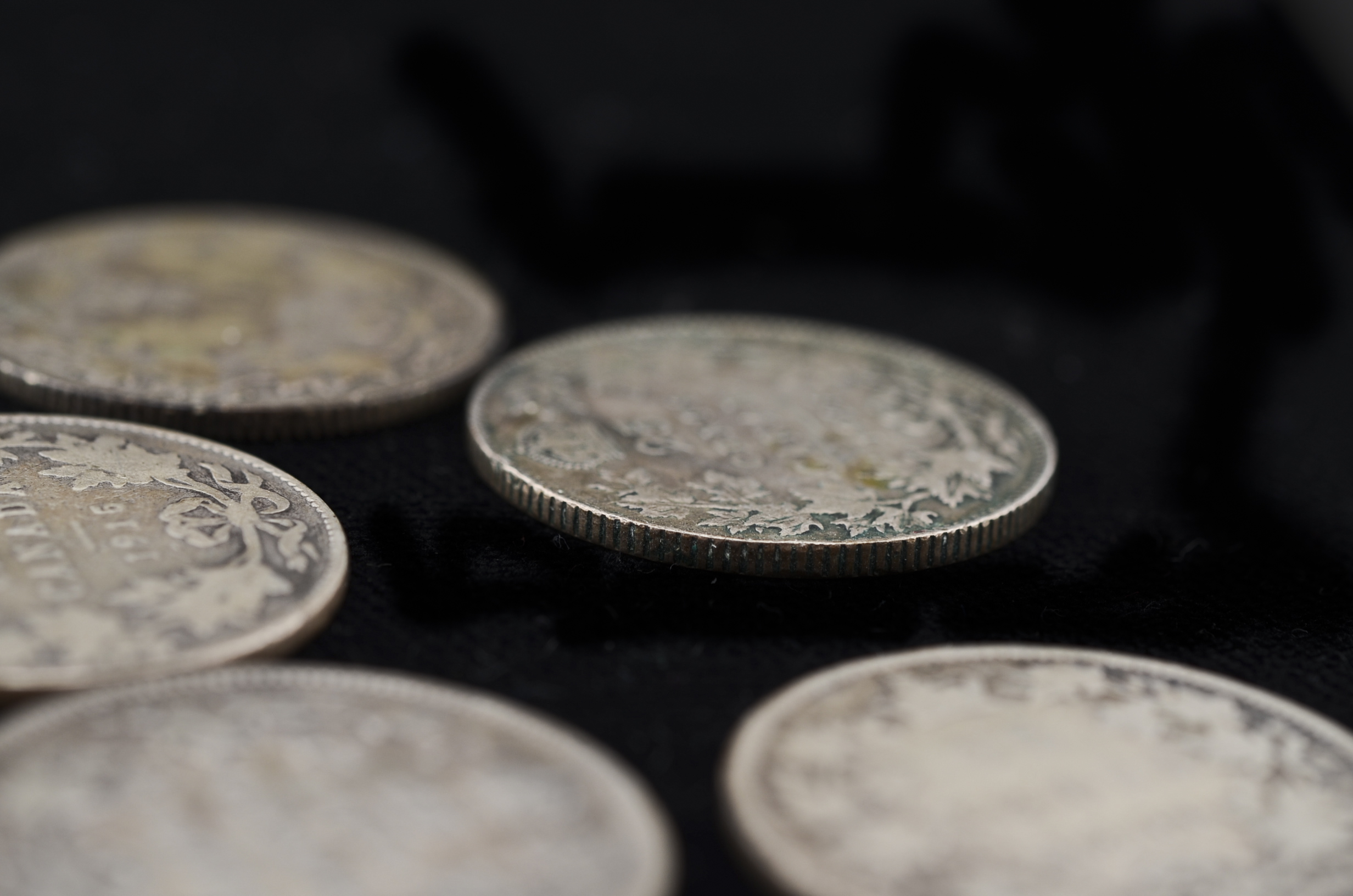 Group of Five Early Canadian Silver Quarters