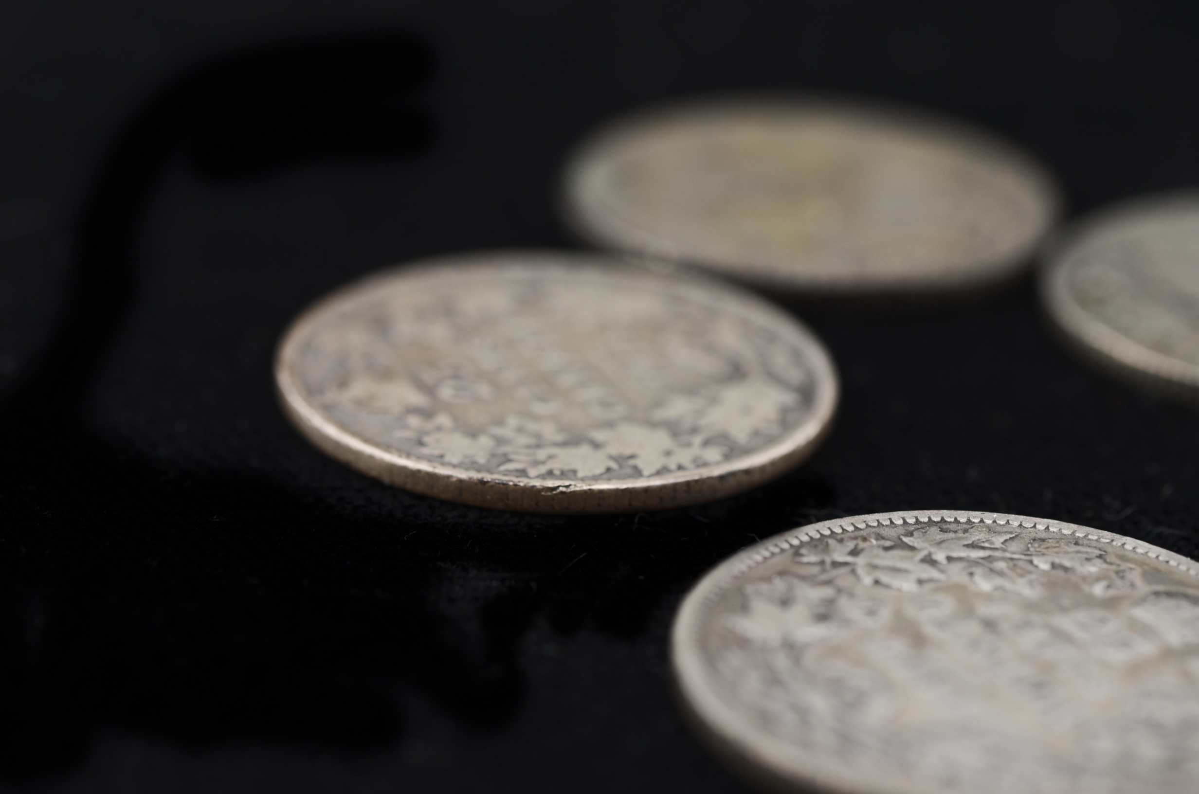 Group of Five Early Canadian Silver Quarters