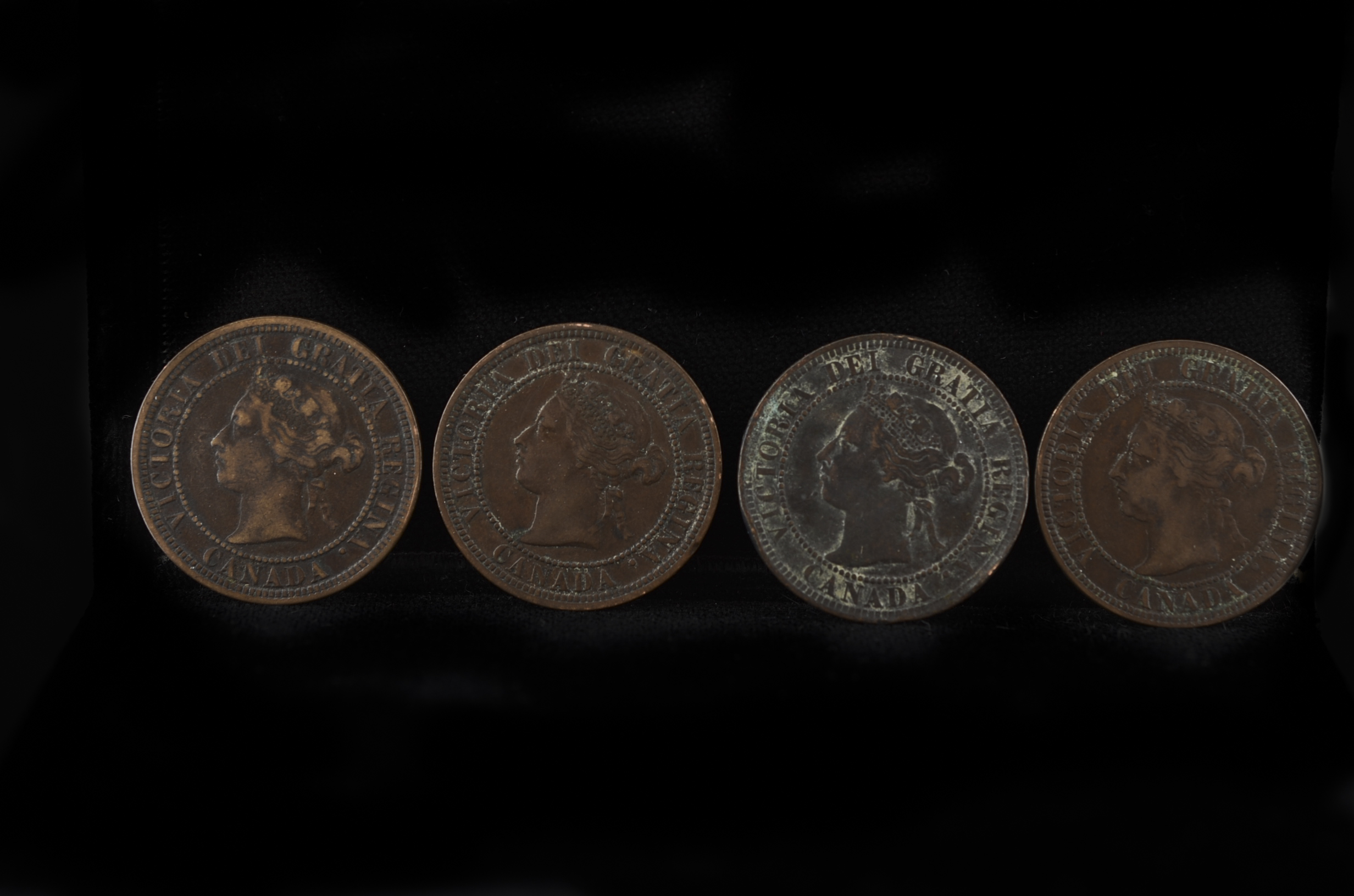 Group of Four Early Canadian One Cent Coins