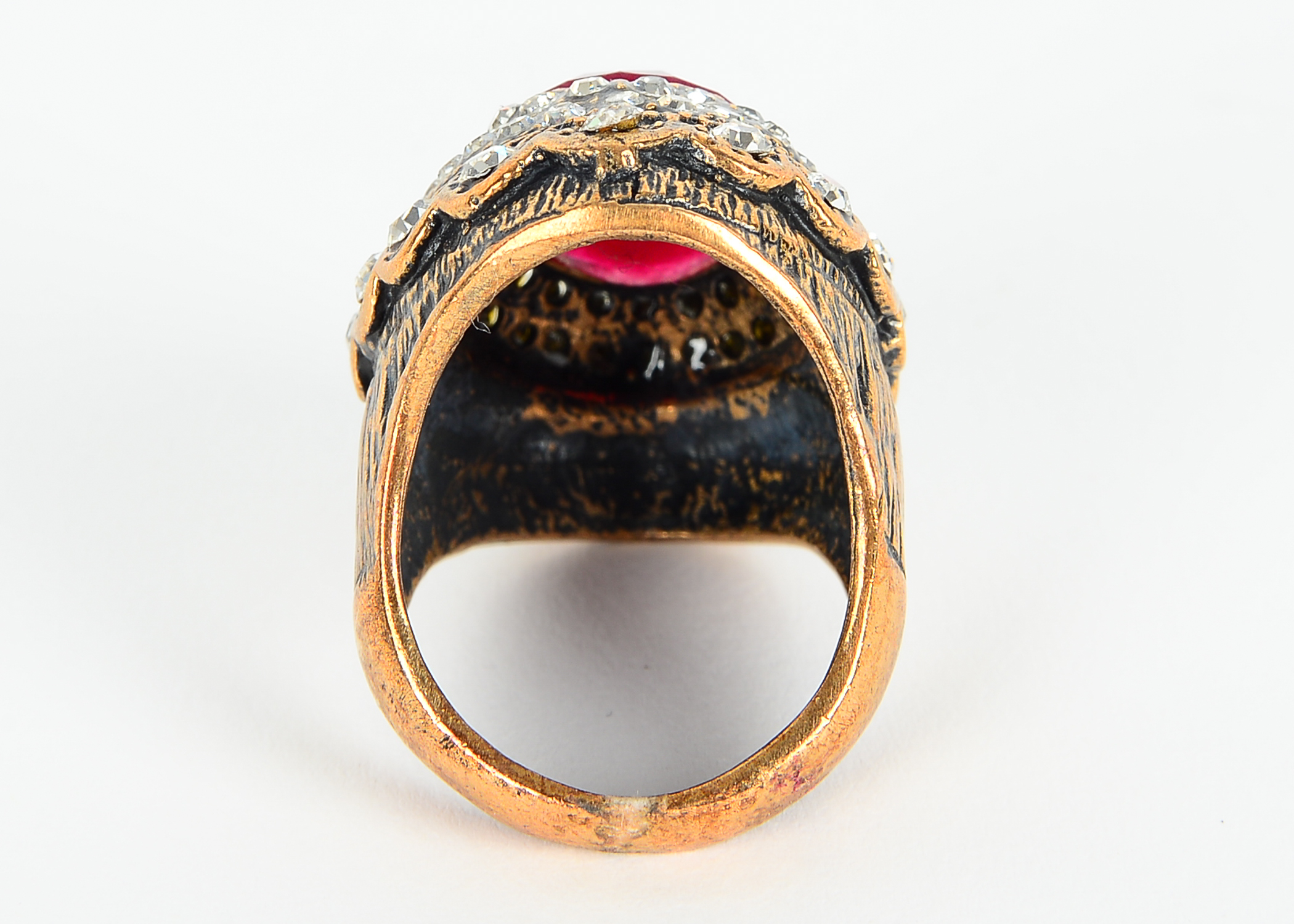 Large Ruby and Rhinestone Cocktail Ring