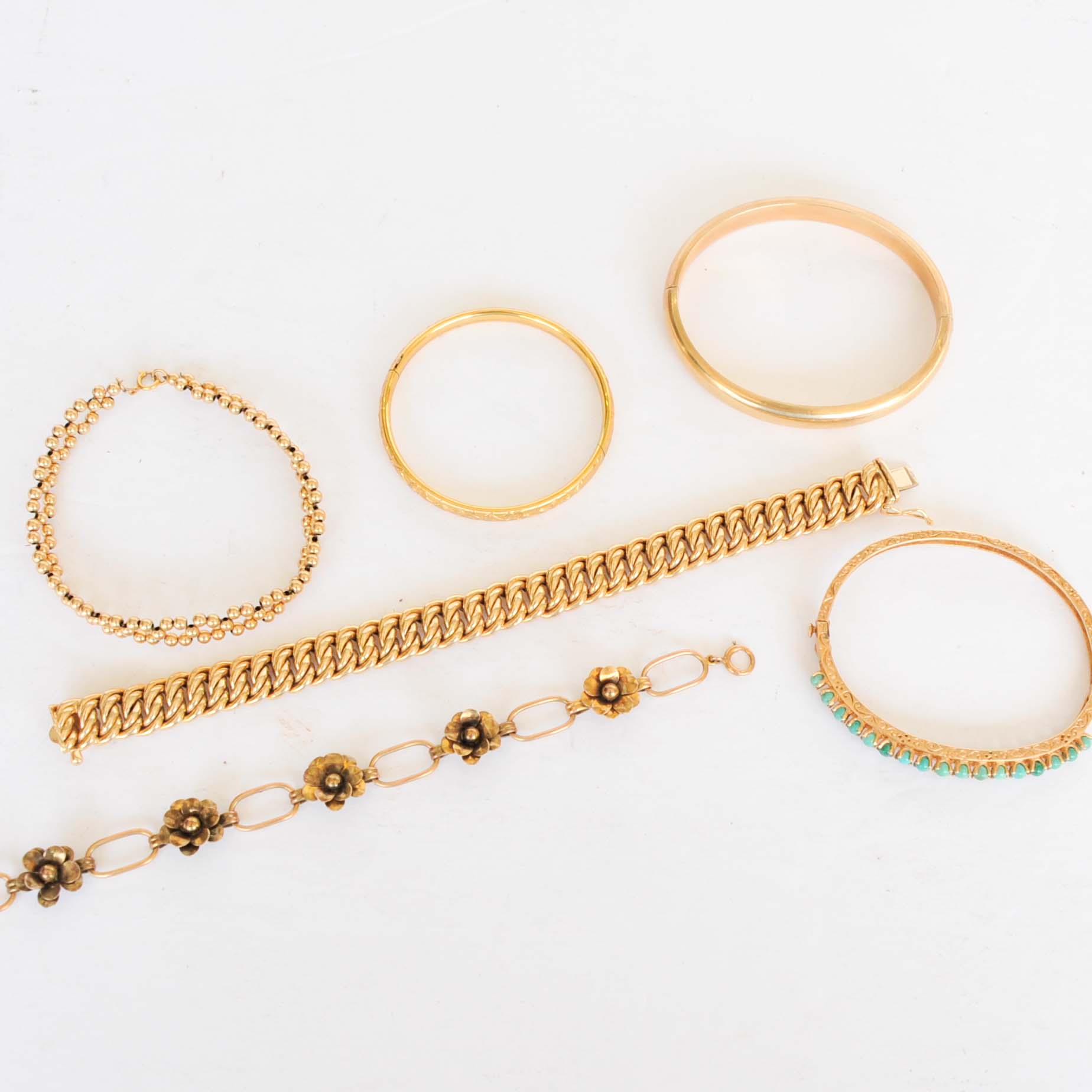 Collection of Gold Marked Bracelets