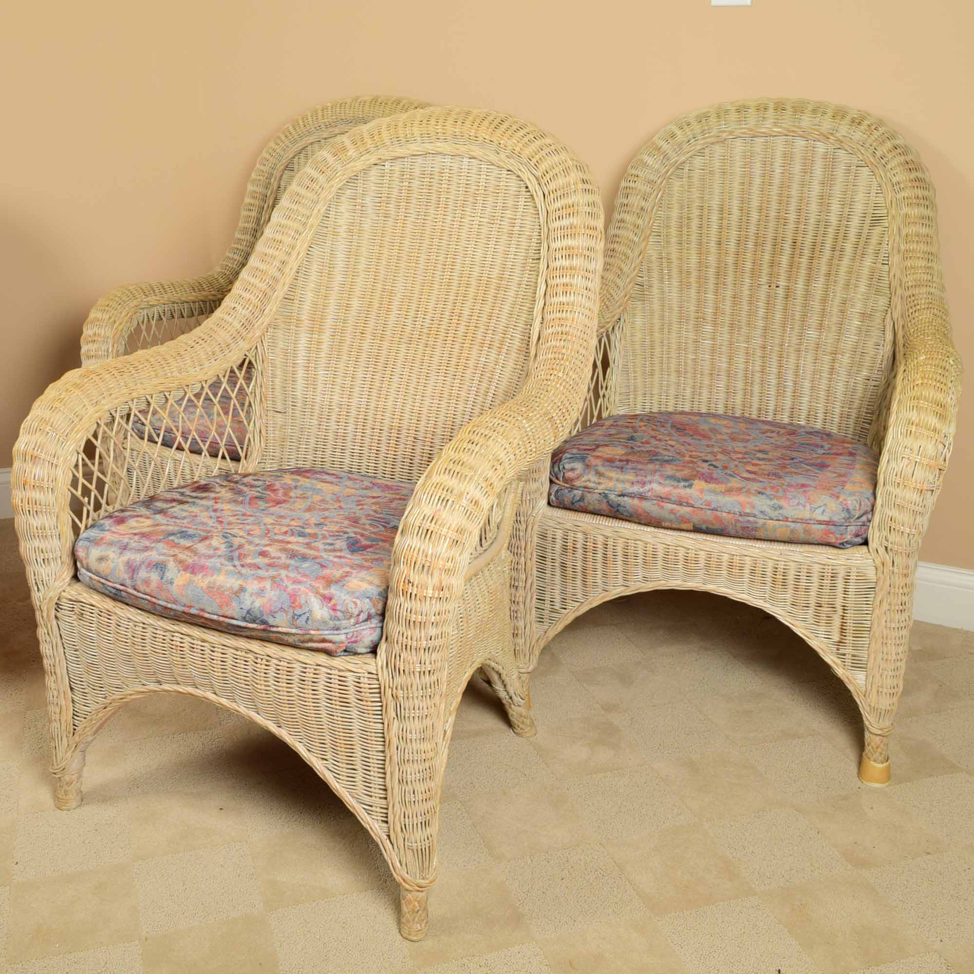 Pennsylvania House Curved Back Wicker Arm Chair Trio