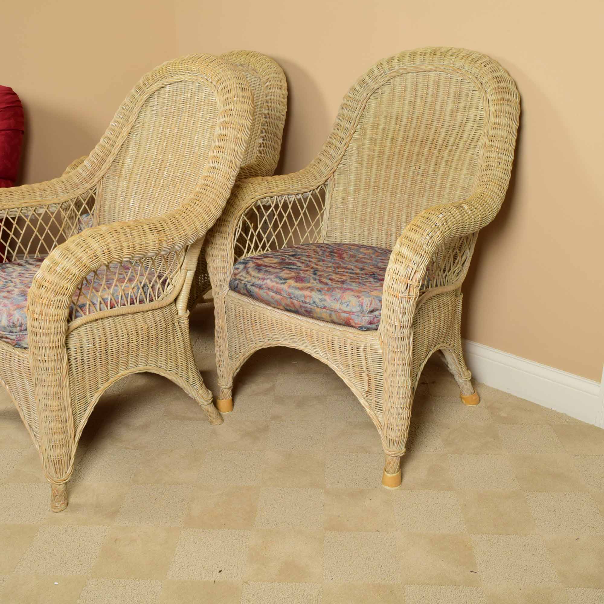 Pennsylvania House Curved Back Wicker Arm Chair Trio