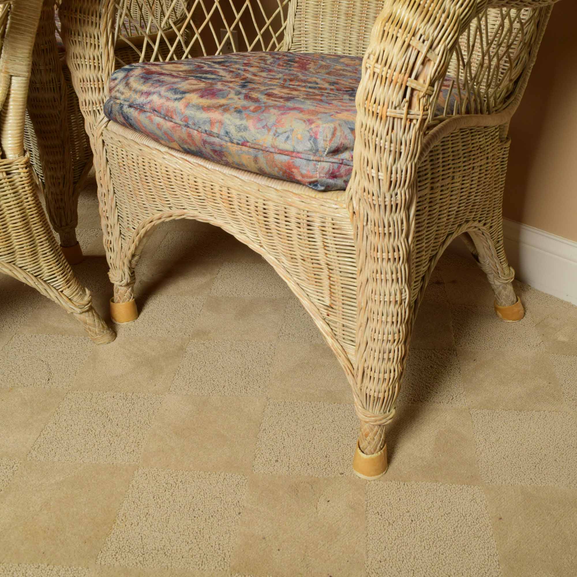 Pennsylvania House Curved Back Wicker Arm Chair Trio