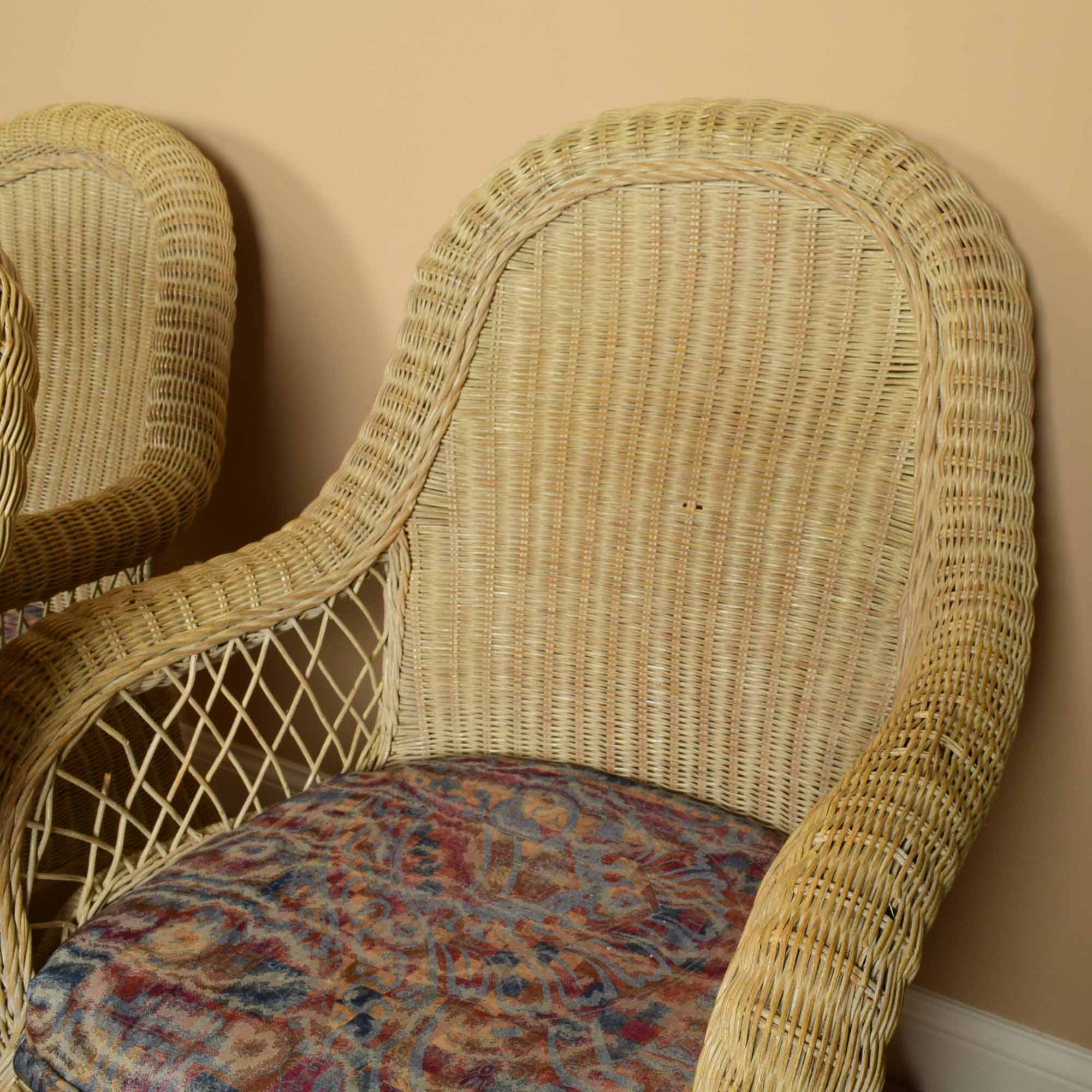 Pennsylvania House Curved Back Wicker Arm Chair Trio