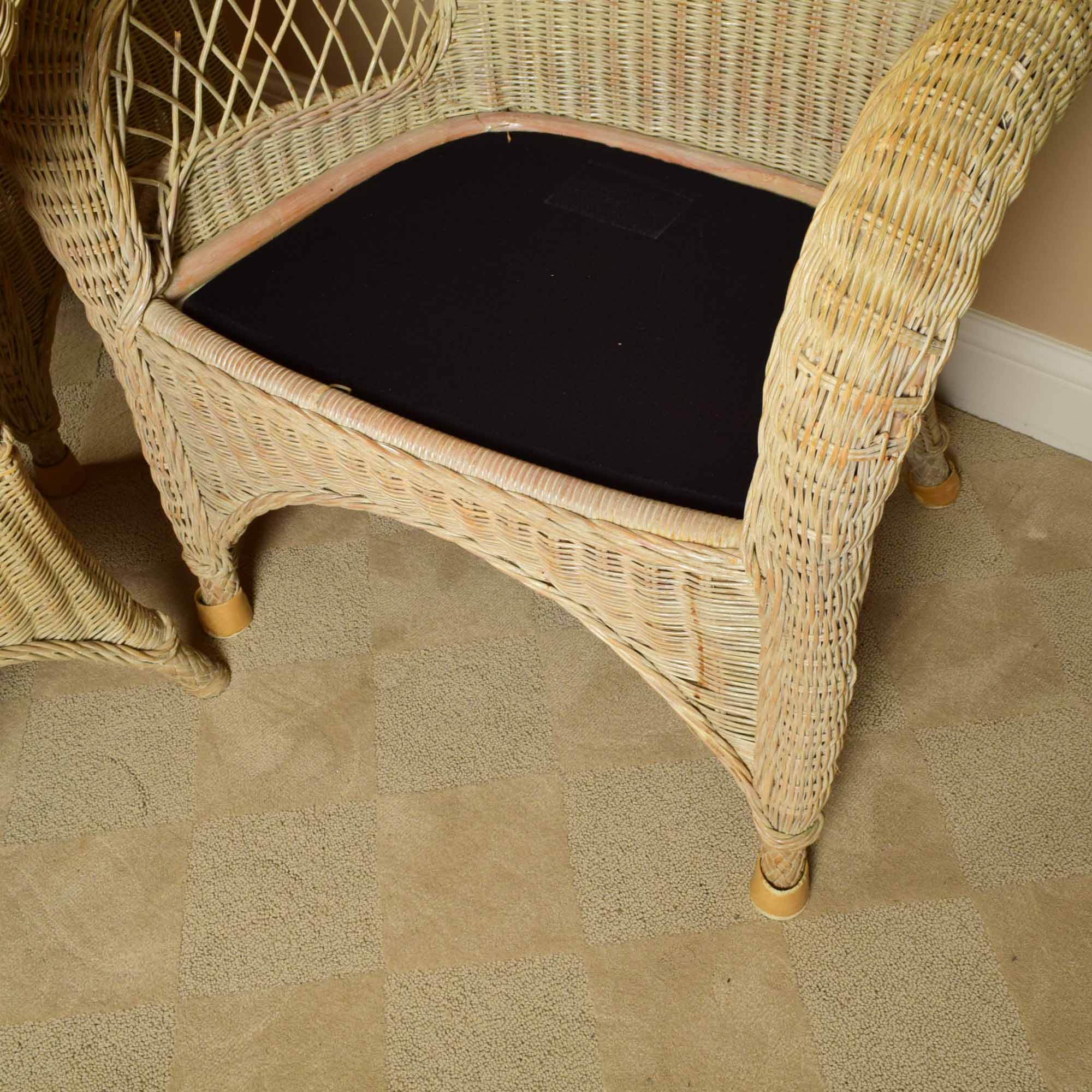 Pennsylvania House Curved Back Wicker Arm Chair Trio