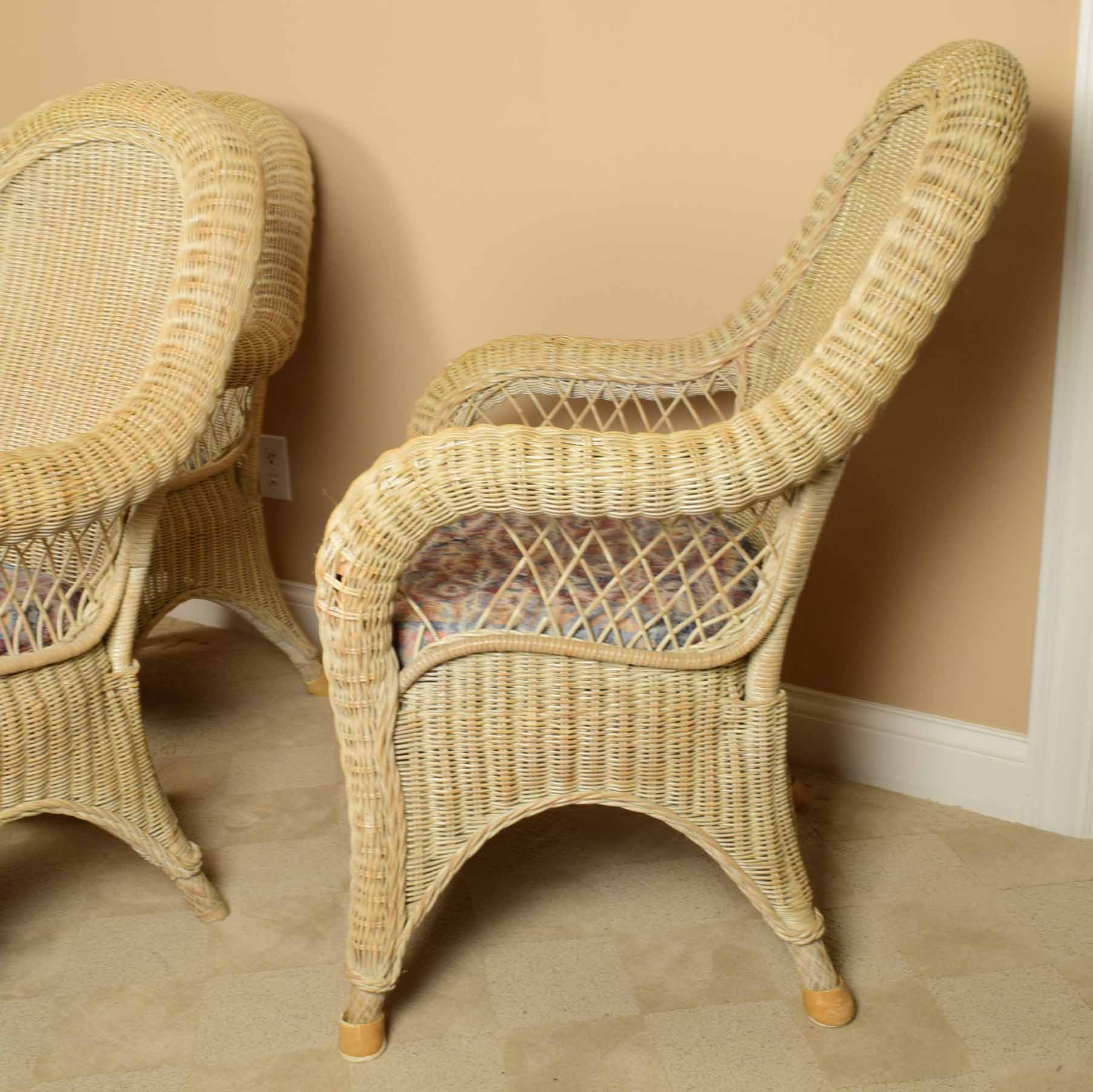 Pennsylvania House Curved Back Wicker Arm Chair Trio