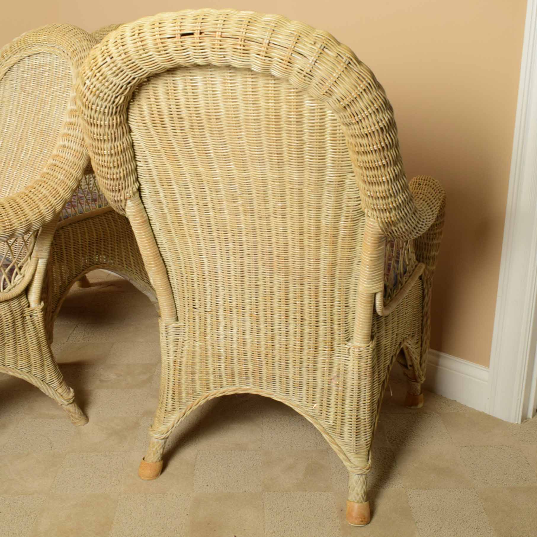 Pennsylvania House Curved Back Wicker Arm Chair Trio