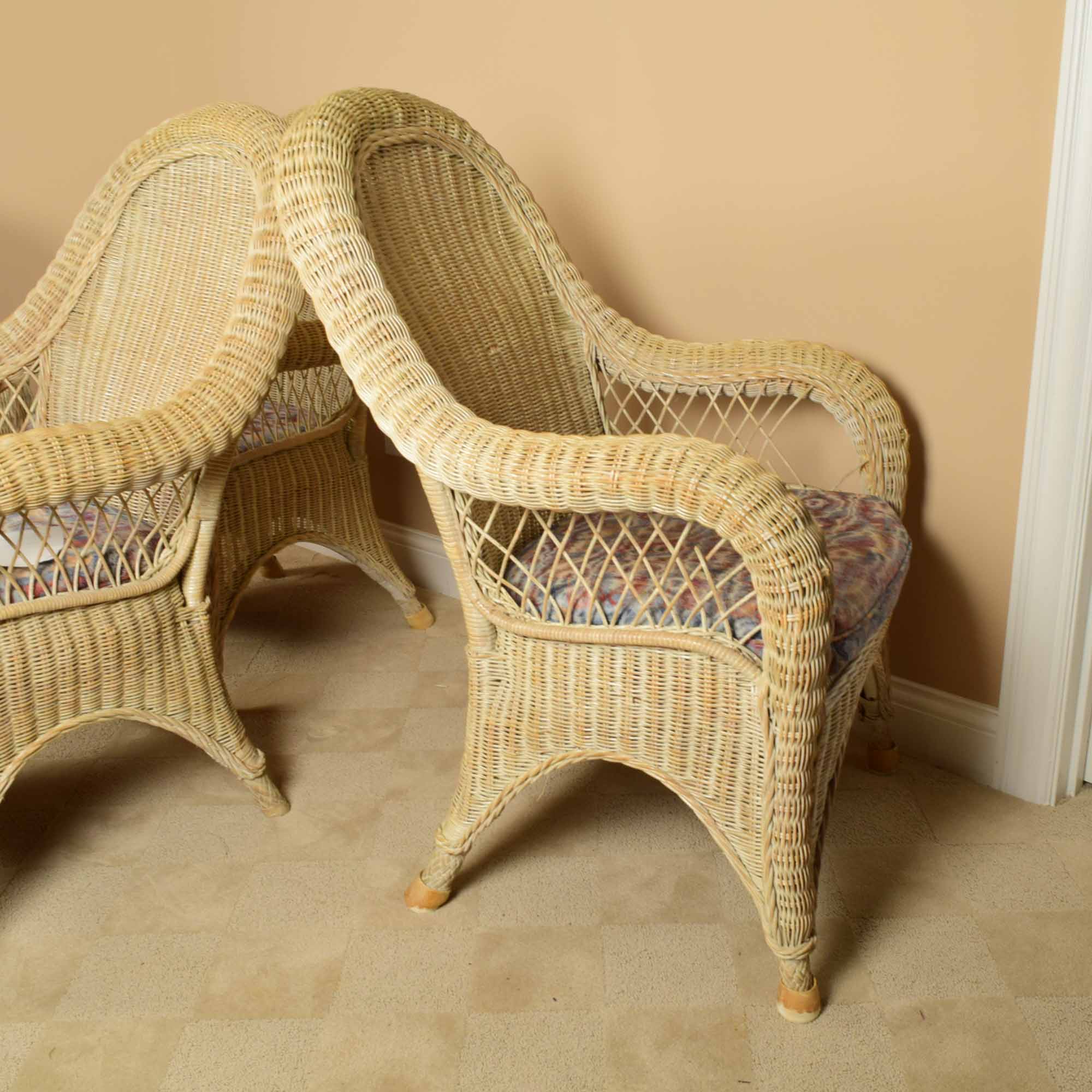 Pennsylvania House Curved Back Wicker Arm Chair Trio