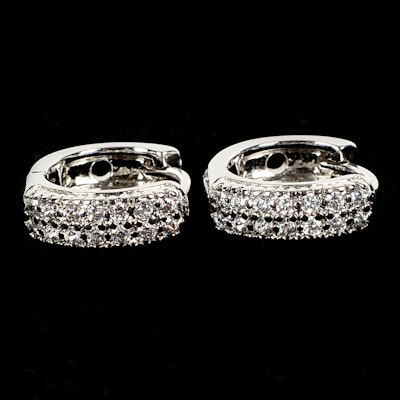 Pair of Sterling Silver Cubic Zirconia Earrings Pair of Sterling Silver Cubic Zirconia Earrings