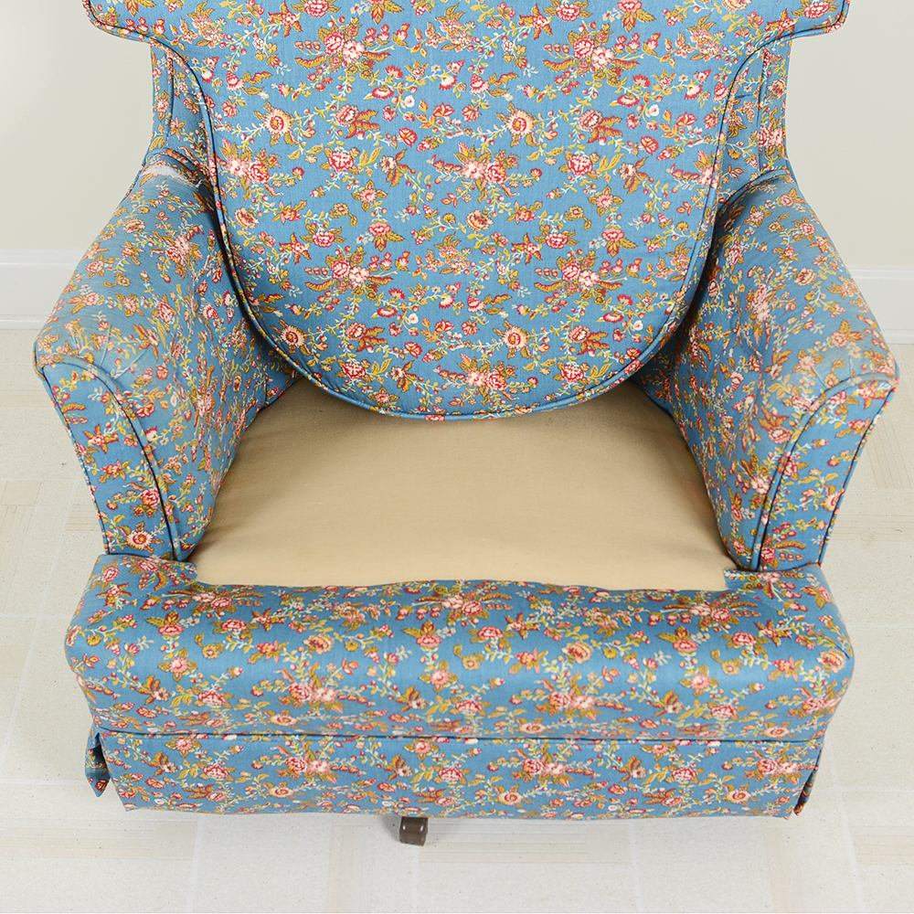 Vintage Tufted Back Floral Armchair and Ottoman