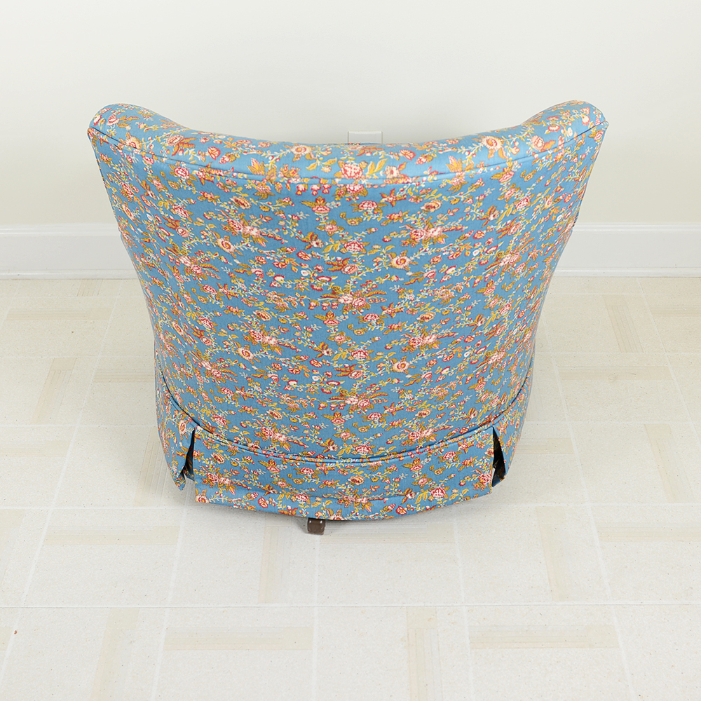 Vintage Tufted Back Floral Armchair and Ottoman