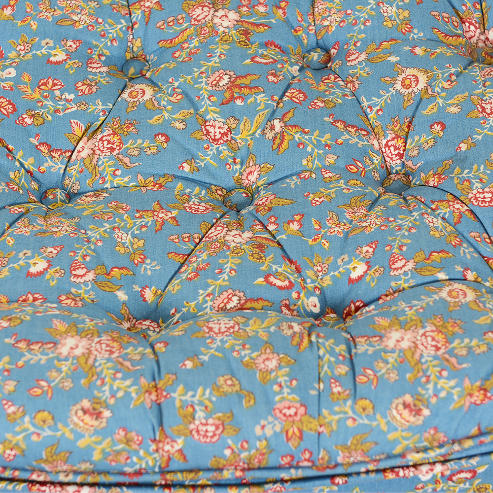 Vintage Tufted Back Floral Armchair and Ottoman