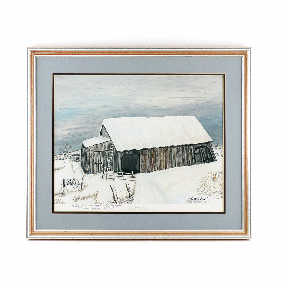 Signed 'Old Barn' Print by Kentucky Artist C.G. Morehead