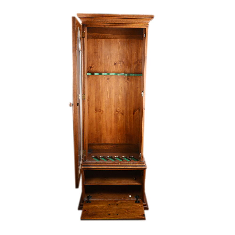 Glass Front Pine Firearm Cabinet
