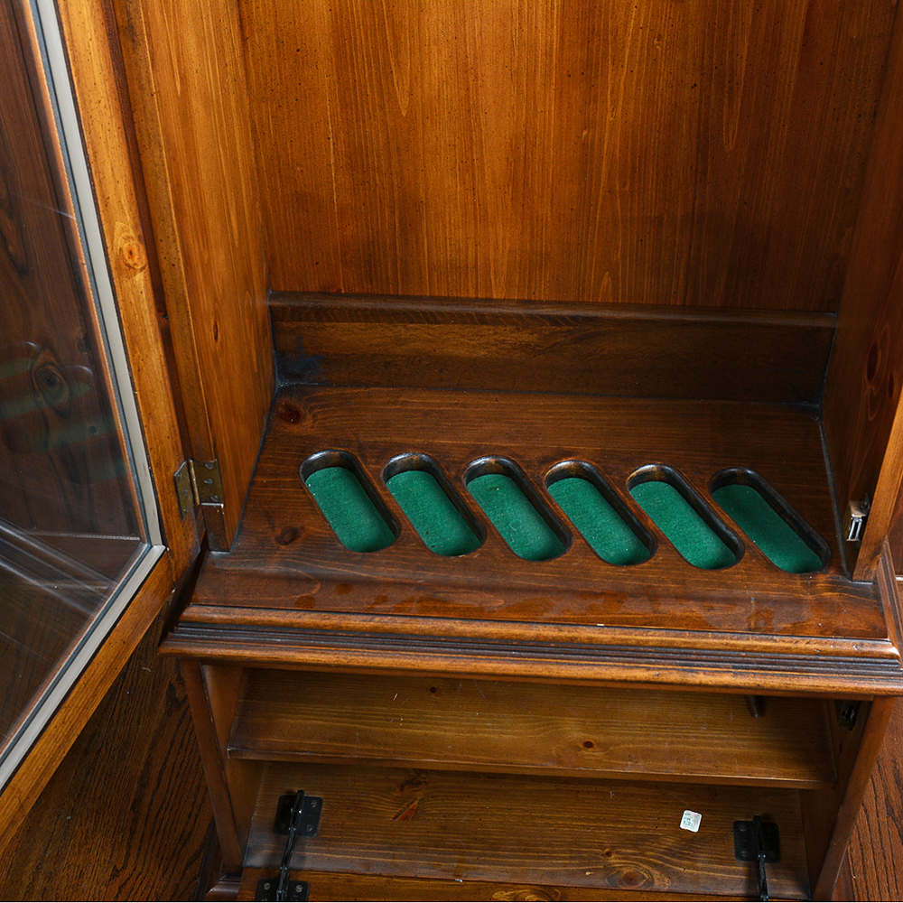 Glass Front Pine Firearm Cabinet