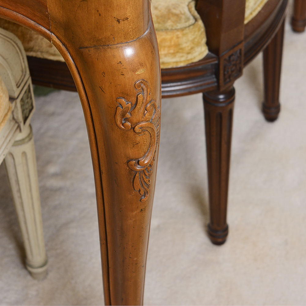 Baker Furniture French Provincial Dining Table With Louis XVI Style Chairs