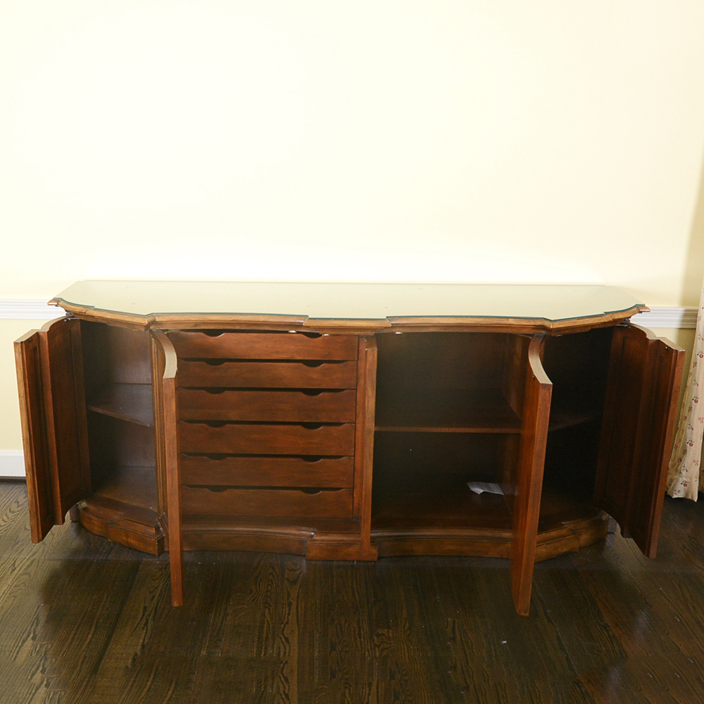 French Provincial Double Concave Bow Front Sideboard by Baker Furniture