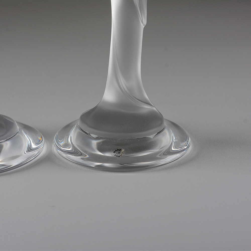 Igor Carl Faberge 'Snow Dove' Crystal Candlesticks