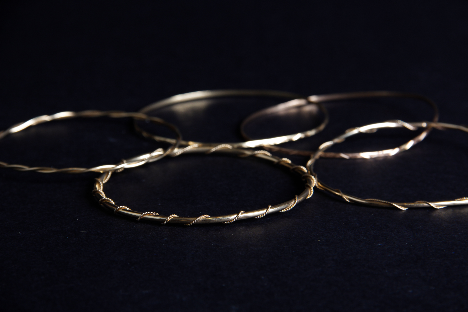 Set of Gold Bangle Bracelets