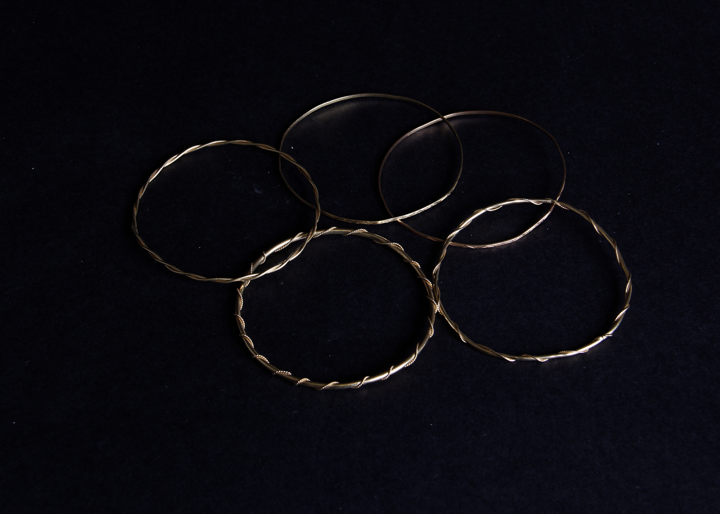 Set of Gold Bangle Bracelets