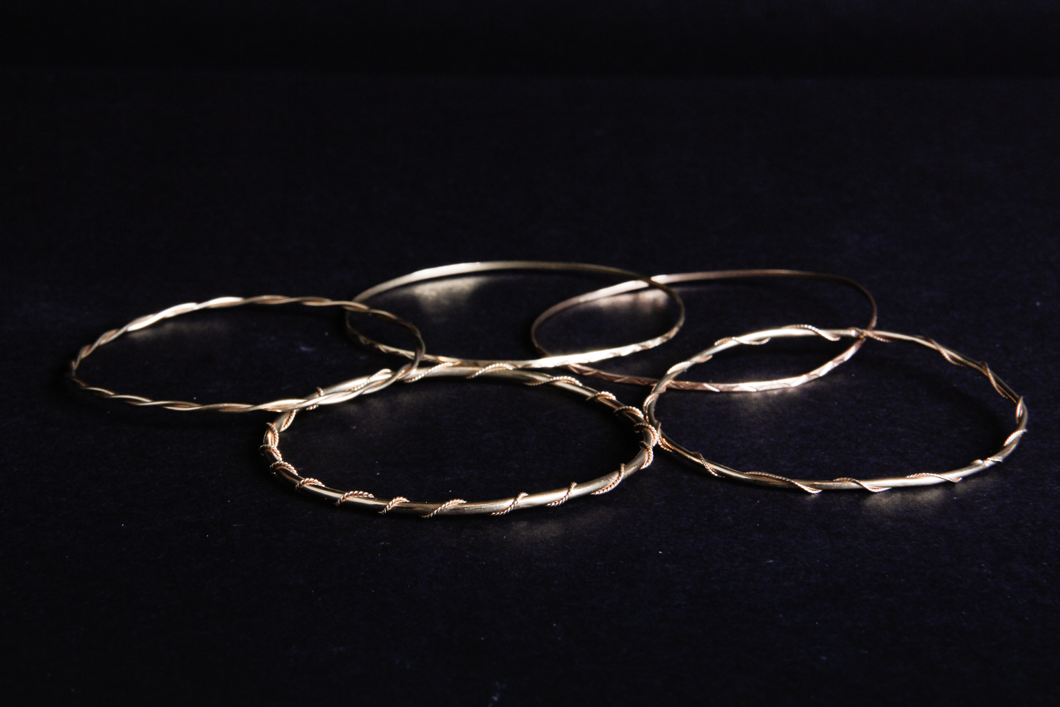 Set of Gold Bangle Bracelets