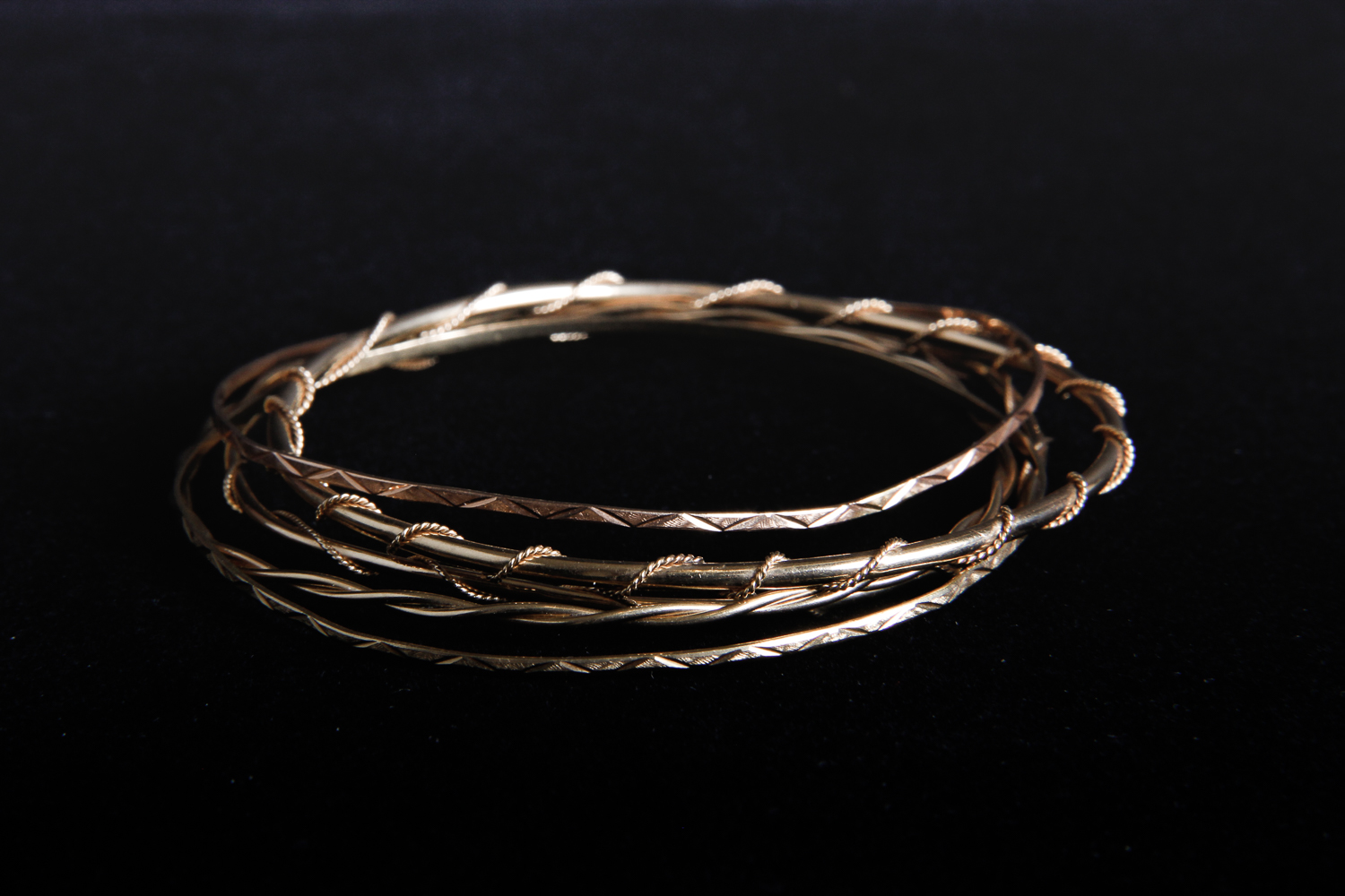 Set of Gold Bangle Bracelets