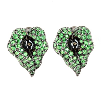 18k White Gold Garnet Earring Halos 18k White Gold Garnet Earring Halos