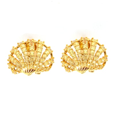 Pair of 18k Yellow Gold Sapphire Earrings Pair of 18k Yellow Gold Sapphire Earrings