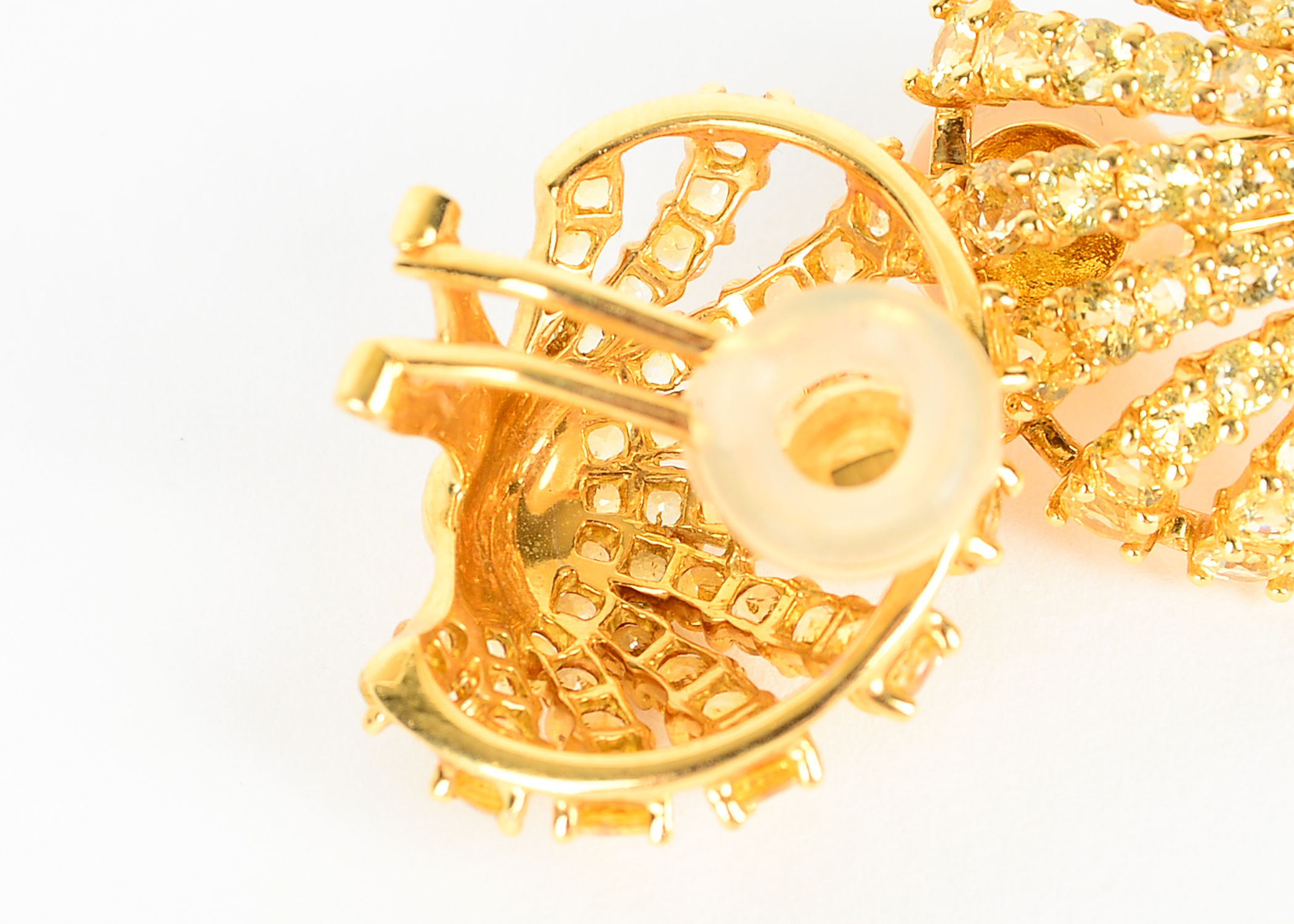 Pair of 18k Yellow Gold Sapphire Earrings