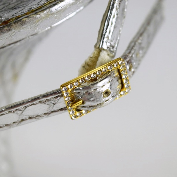 Louis Vuitton Silver Metallic Slingback Heels, Size 39