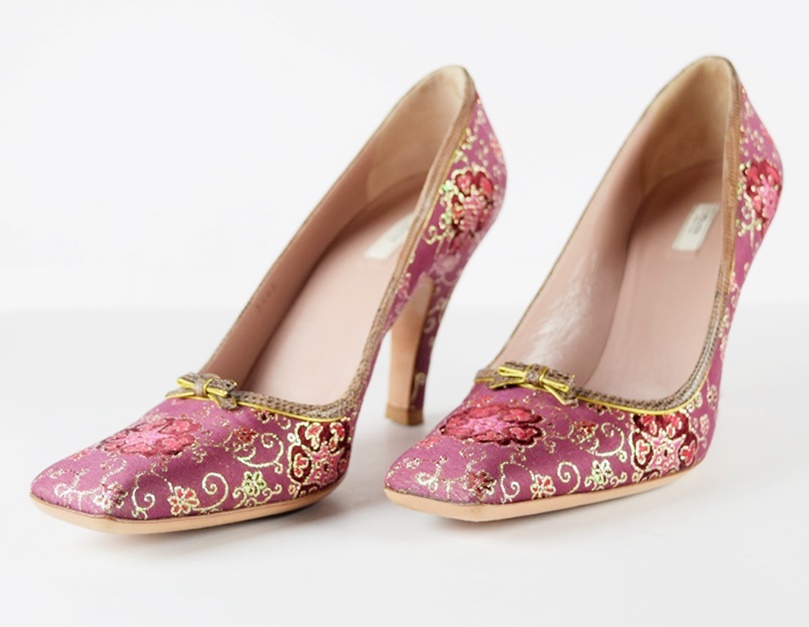 Prada Pumps in Dusty Rose Floral Fabric, Size 39.5