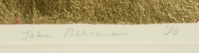 John Beerman Aquatint with Applied Gold Leaf