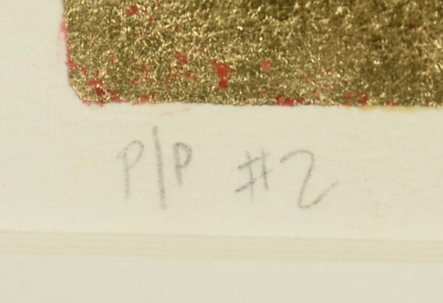 John Beerman Aquatint with Applied Gold Leaf