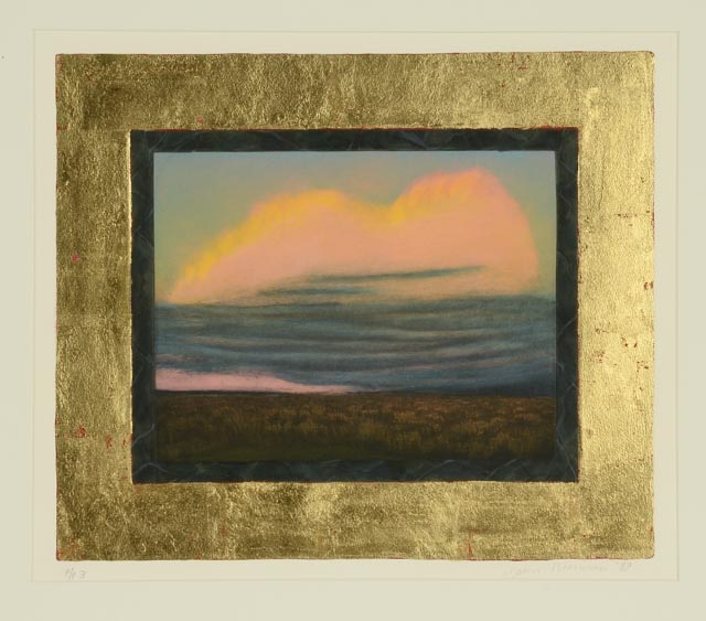 John Beerman Aquatint with Applied Gold Leaf