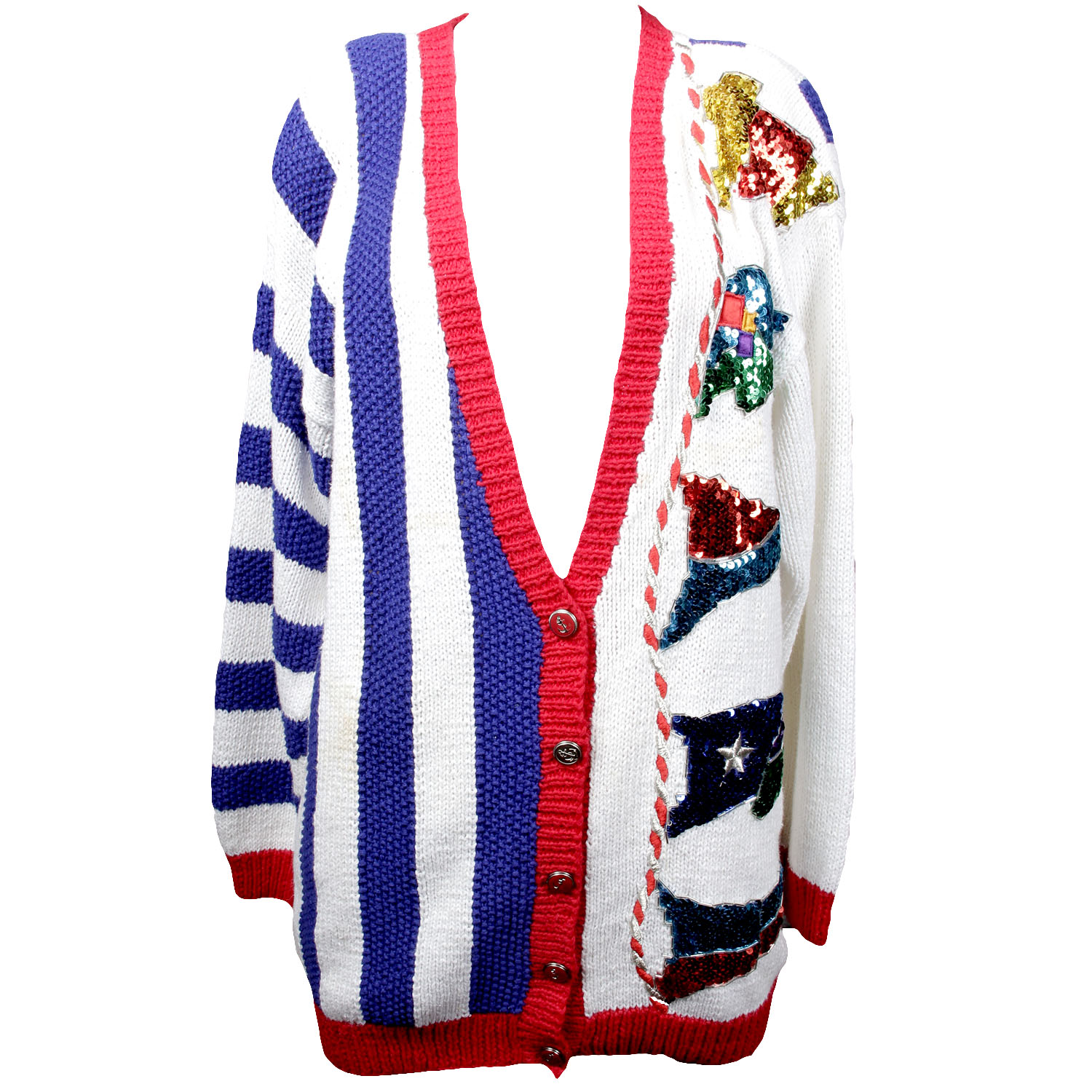 Vintage Marisa Christina Sequined Sailing Flag Cardigan