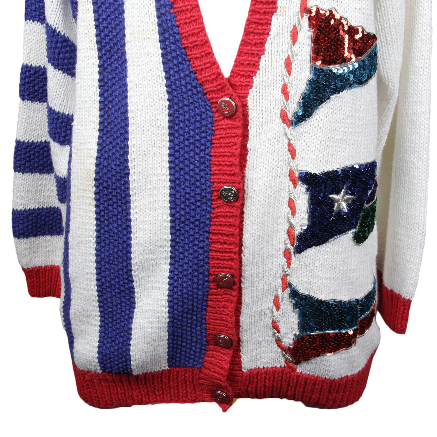 Vintage Marisa Christina Sequined Sailing Flag Cardigan