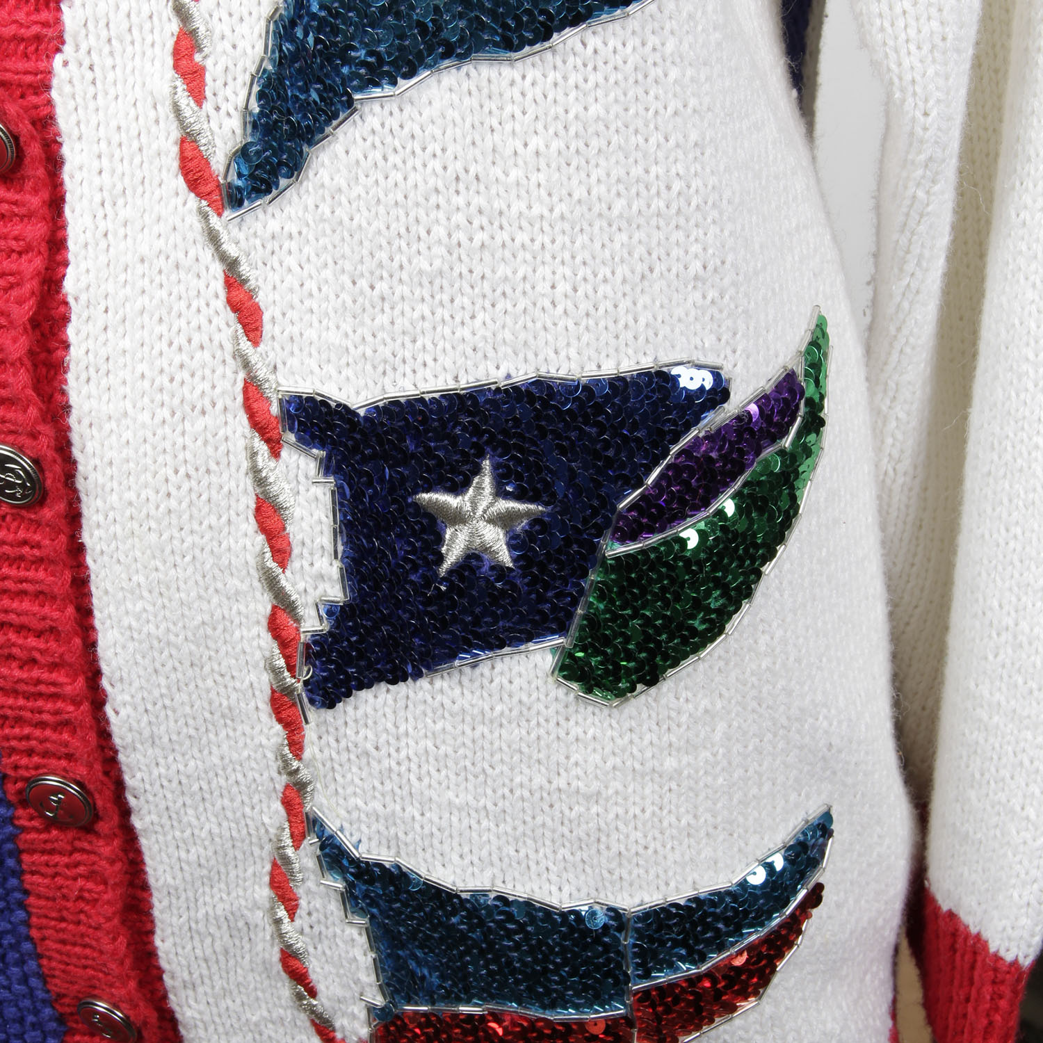 Vintage Marisa Christina Sequined Sailing Flag Cardigan