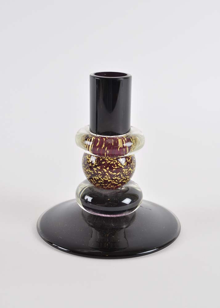 Signed Jim Holmes Chatham Glass Co. Euro Marble Candlesticks Holders