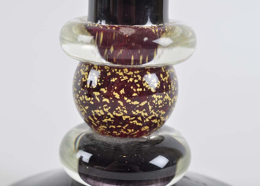 Signed Jim Holmes Chatham Glass Co. Euro Marble Candlesticks Holders