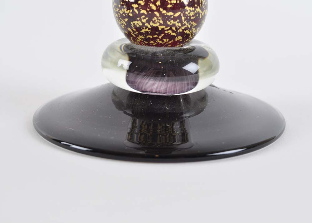 Signed Jim Holmes Chatham Glass Co. Euro Marble Candlesticks Holders